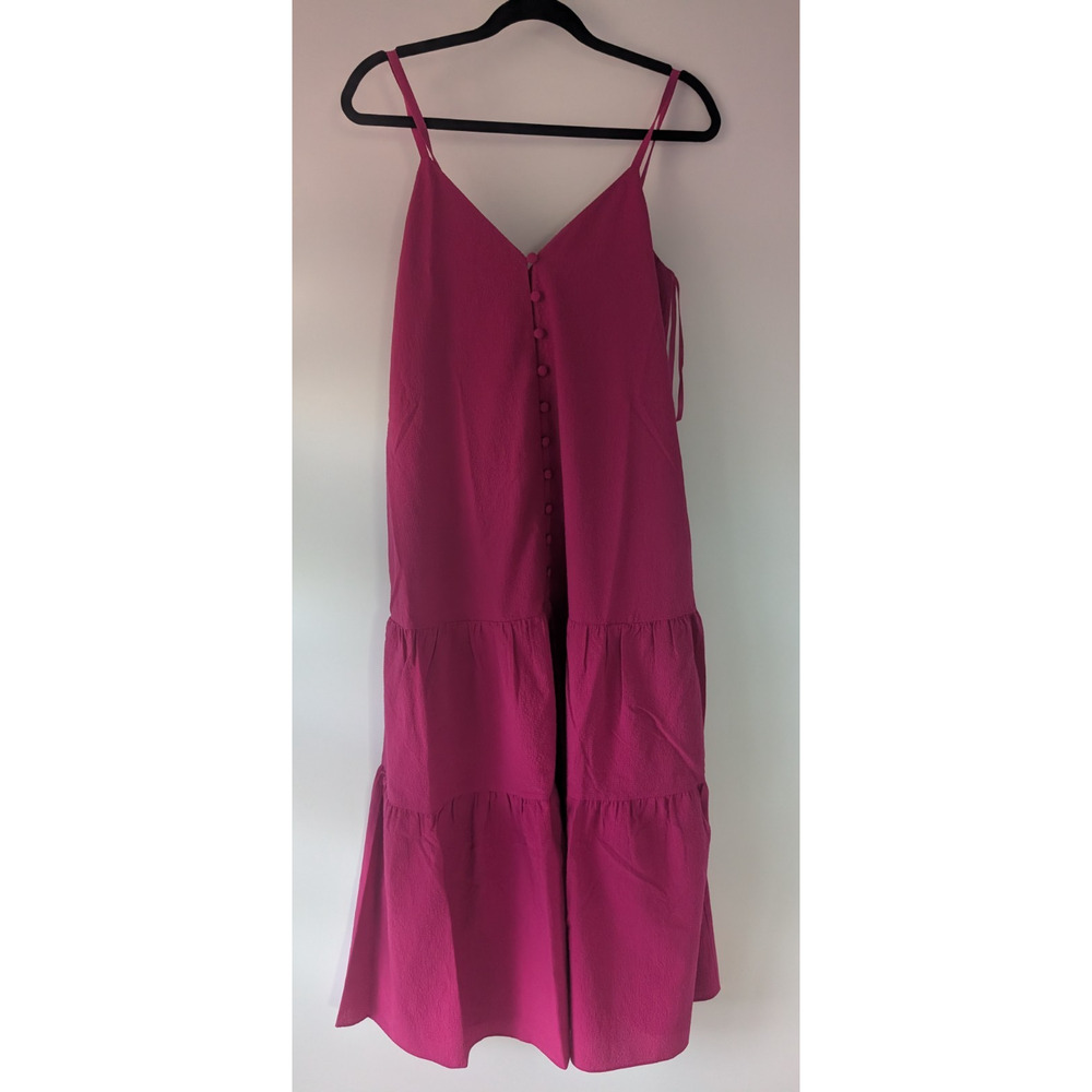 NWT Ted Baker Luaan Button Through Cami Midi Dress Ted 1 /US 4 Dark Pink 9HA77 - Picture 2 of 12